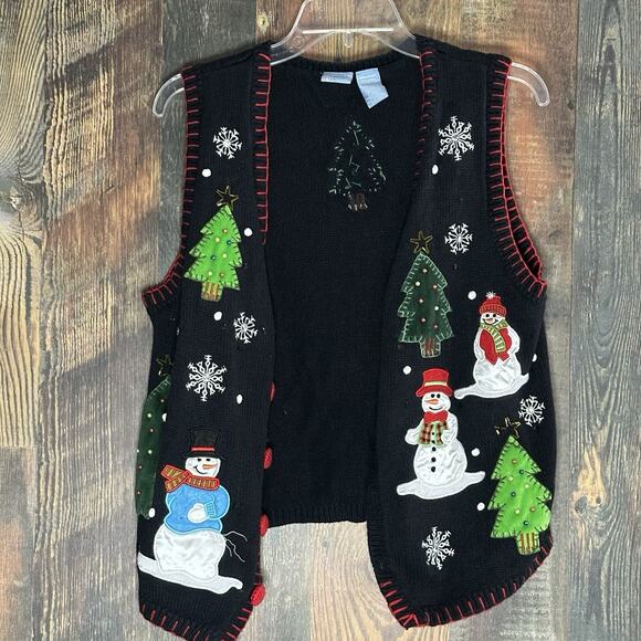 Ugly Sweater Vest Preowned Holiday Edition Women’s Small Button Christmas - Picture 1 of 3